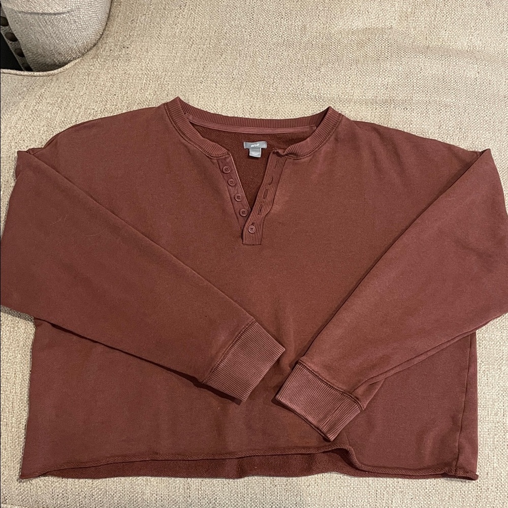 Aerie Mauve Button-Up Henley